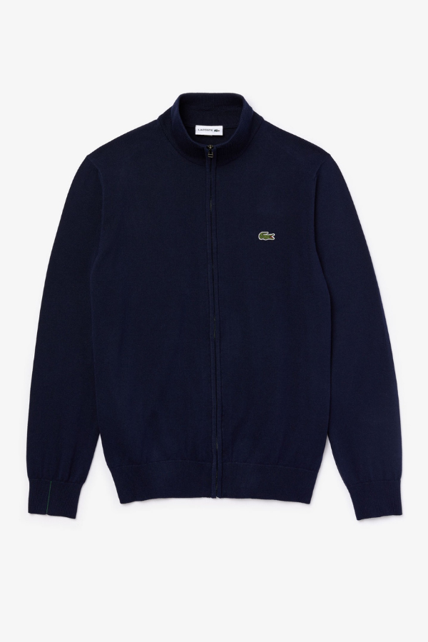 Ανδρική Βαμβακερή Ζακέτα Lacoste με Όρθιο Γιακά και Φερμουάρ- Navy Blue