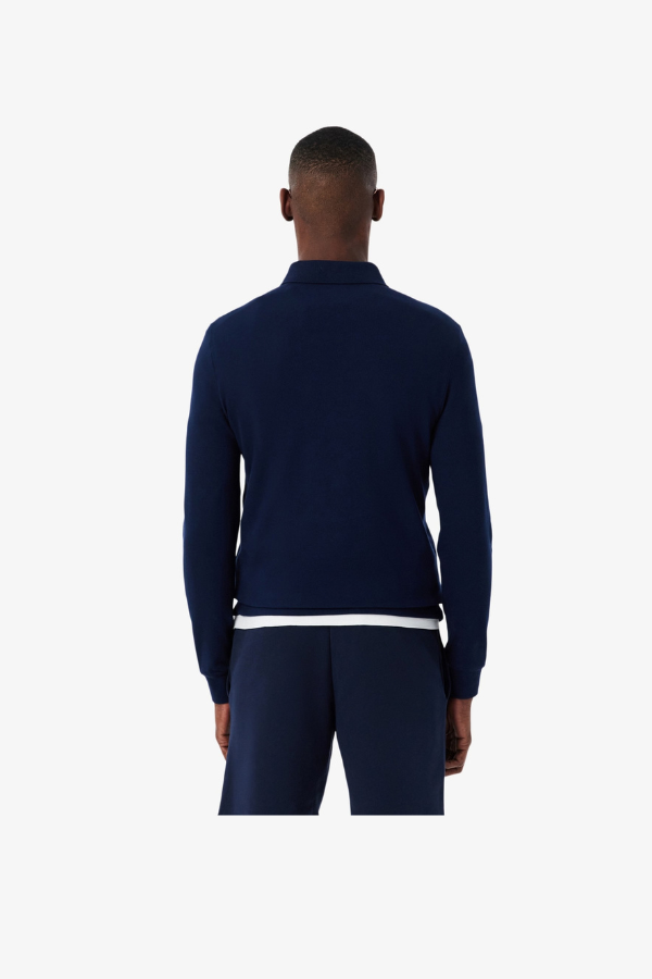 Ανδρική Μακρυμάνικη Μπλούζα Polo Lacoste Smart Paris Stretch Piqué - Navy Blue