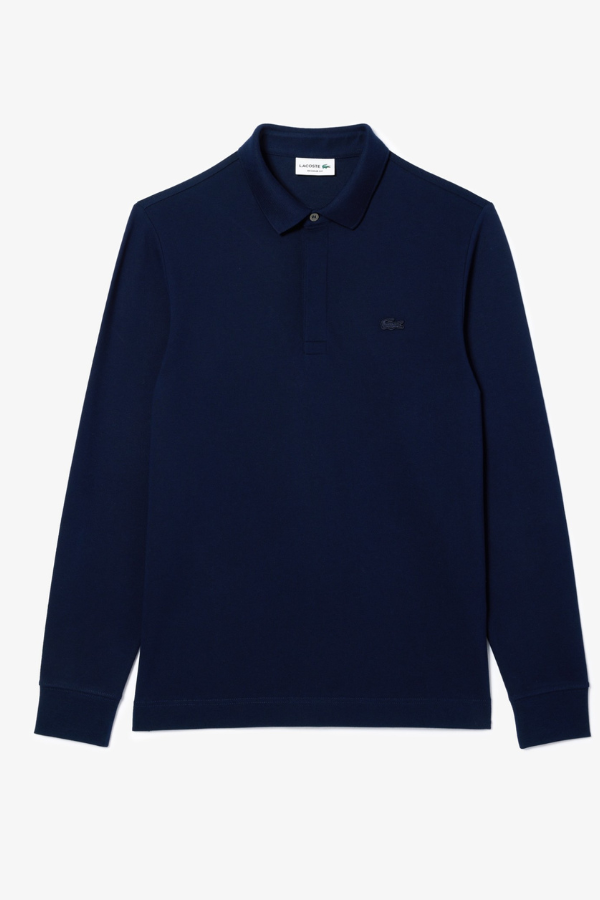 Ανδρική Μακρυμάνικη Μπλούζα Polo Lacoste Smart Paris Stretch Piqué - Navy Blue